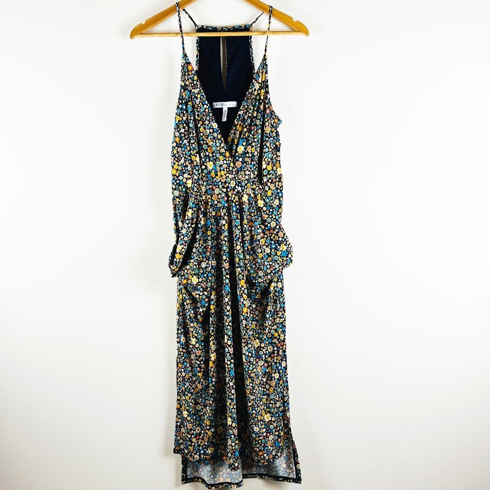 2/$20 BCBGeneration Floral Midi Dress With Draped Pockets Small - Picture 3 of 5